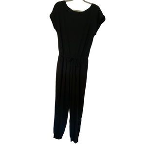 Black T-Shirt Jumpsuit Short Sleeves